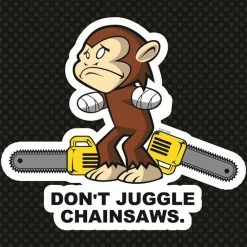 Hot Stuff Sticker Monkey Chainsaw, Vinyl
