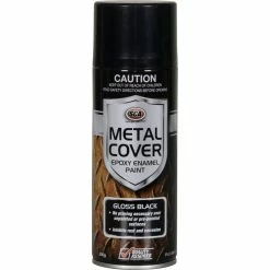 SCA Metal Cover Enamel Rust Paint, Gloss Black - 300g