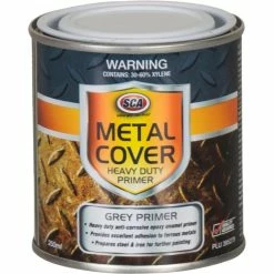 SCA Metal Cover Enamel Rust Paint Heavy Duty Grey Primer 250mL