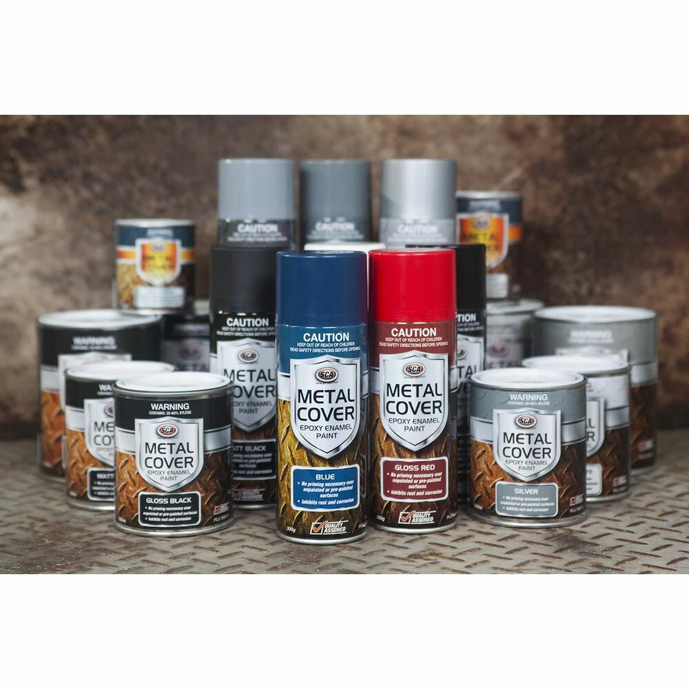SCA Metal Cover Enamel Rust Paint, Gloss Black - 500mL 2 SCA Metal Cover Enamel Rust Paint, Gloss Black - 500mL - Image 2