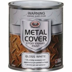 SCA Metal Cover Enamel Rust Paint, Gloss White - 500mL