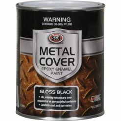 SCA Metal Cover Enamel Rust Paint, Gloss Black - 1 Litre