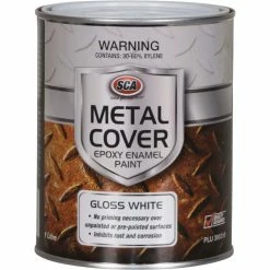 SCA Metal Cover Enamel Rust Paint, Gloss White - 1 Litre