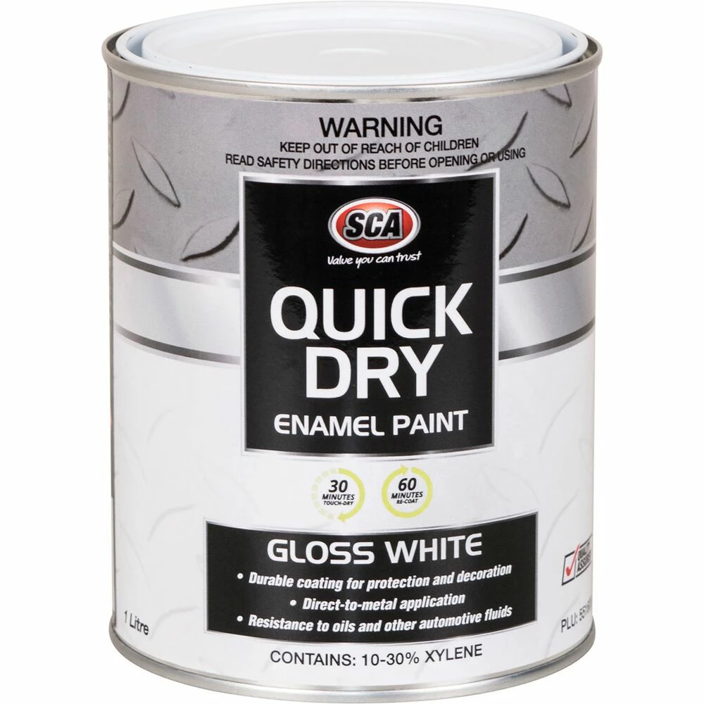 SCA Quick Dry Enamel, White - 1 Litre 1 SCA Quick Dry Enamel, White - 1 Litre
