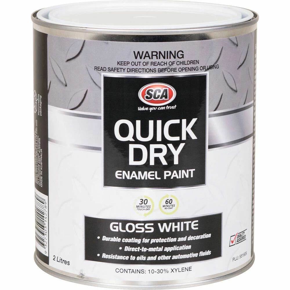 SCA Quick Dry Enamel, White - 2 Litre 1 SCA Quick Dry Enamel, White - 2 Litre
