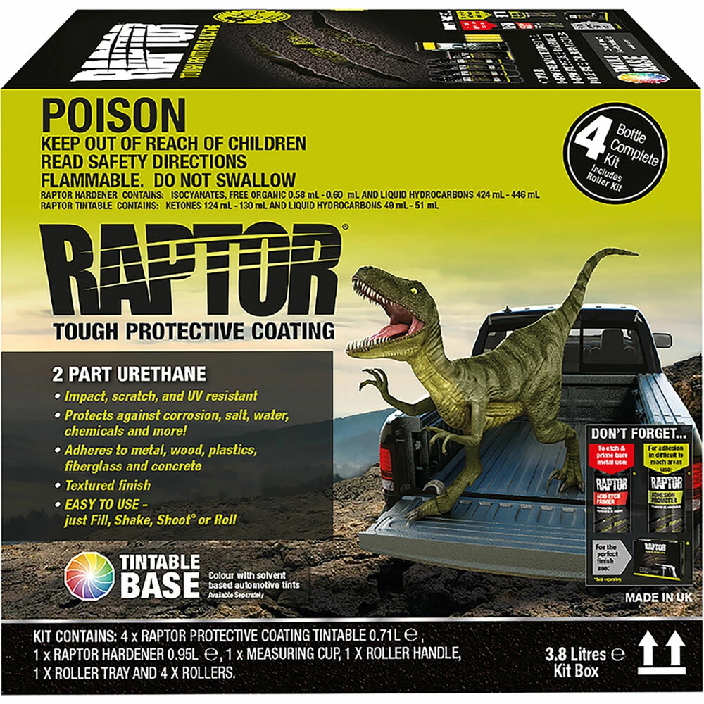 Raptor 2K Bedliner Kit, Tintable - 4 Litre 1 Raptor 2K Bedliner Kit, Tintable - 4 Litre