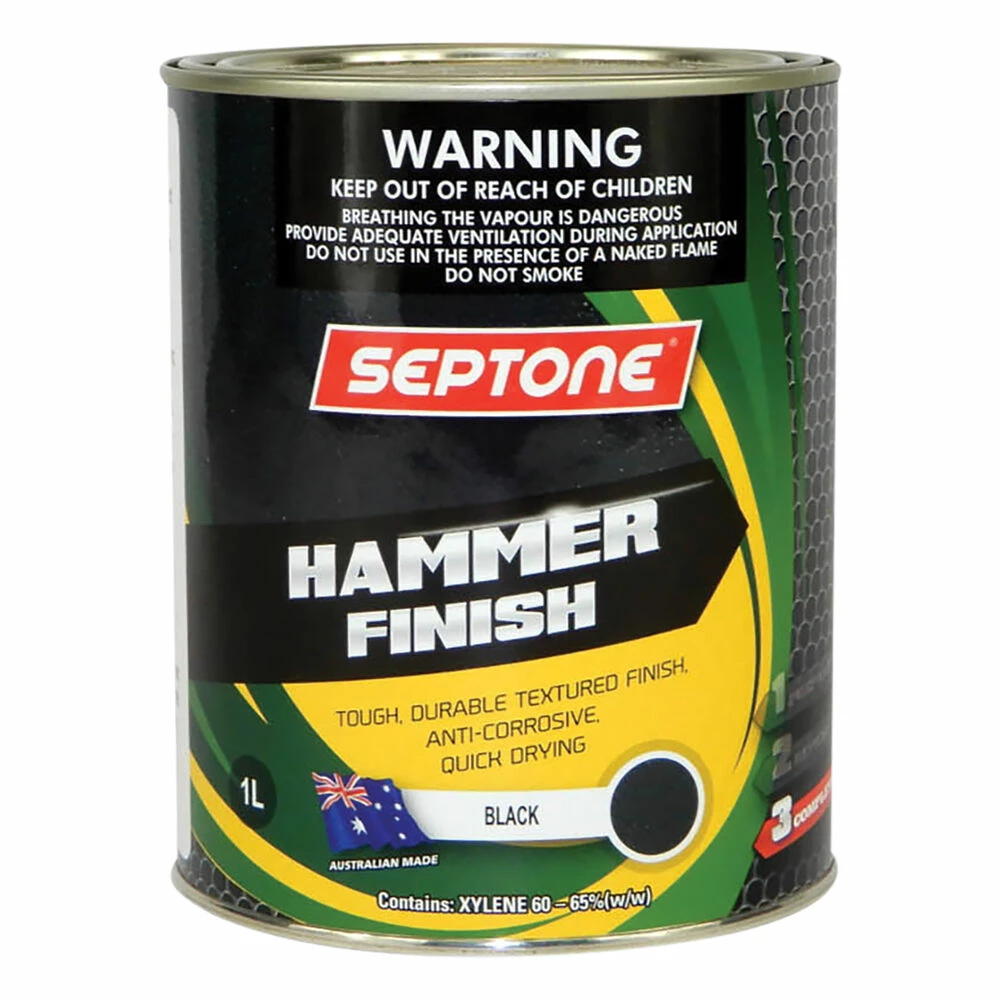 Septone® Hammer Finish Paint, Black - 1 Litre 1 Septone® Hammer Finish Paint, Black - 1 Litre