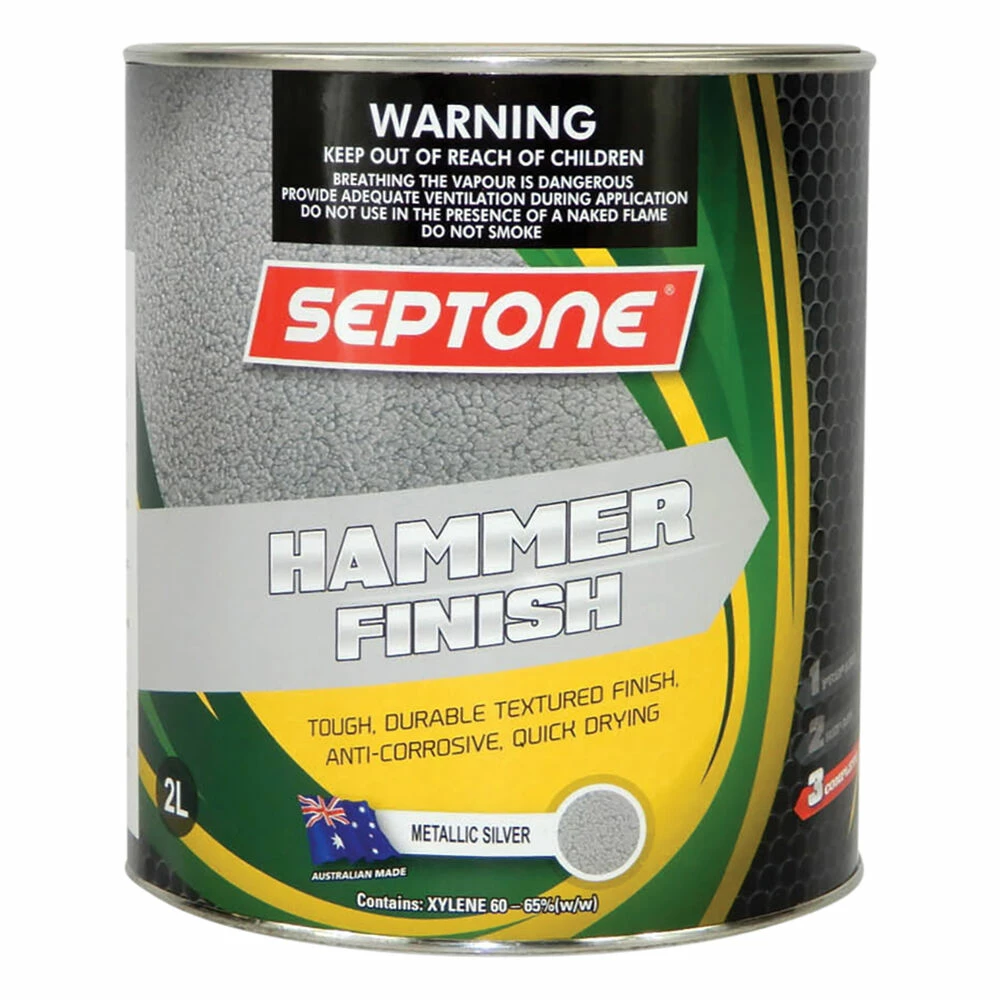 Septone® Hammer Finish Paint, Silver - 2 Litre 1 Septone® Hammer Finish Paint, Silver - 2 Litre