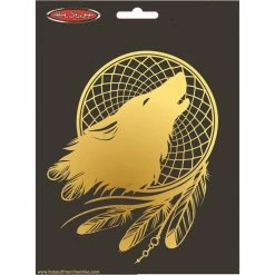 Hot Stuff Sticker Golden Wolf Dream Catcher, Metallic