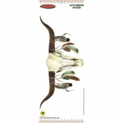Hot Stuff Sticker Cow Skull With Feathers Medium, Vinyl