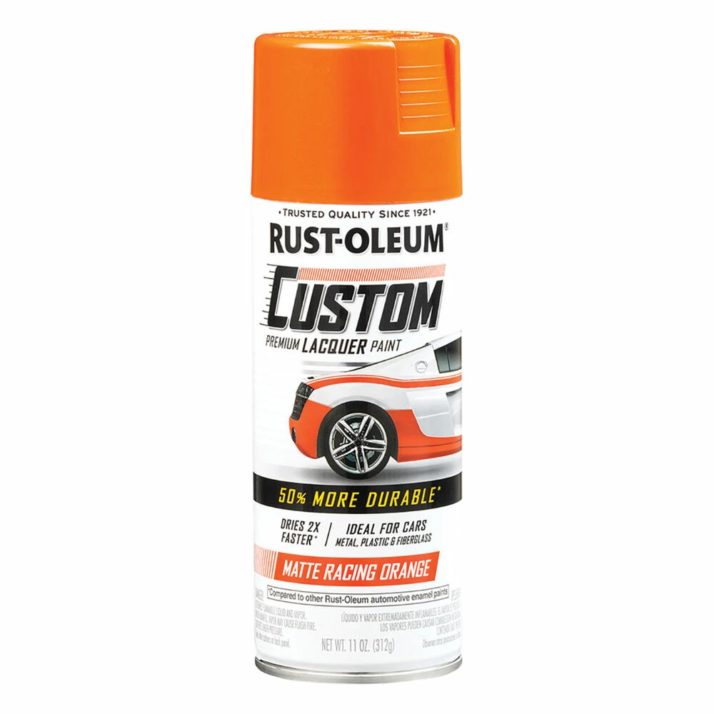 Rust-Oleum Custom Premium Lacquer Paint, Matt Orange - 312g 1 Rust-Oleum Custom Premium Lacquer Paint, Matt Orange - 312g